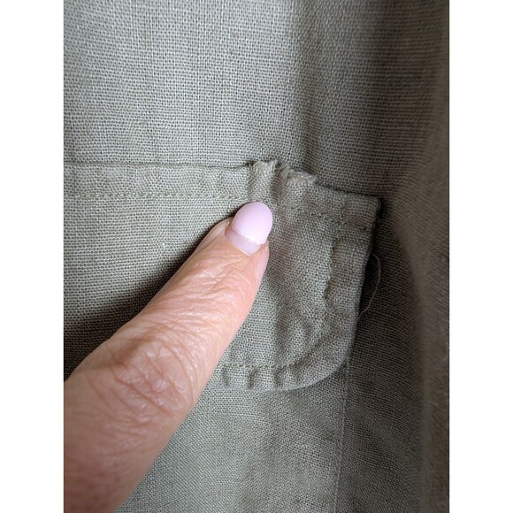 Vintage Dockers Authentic Mens Linen Blend Shirt XL Green Short Sleeve Button Up - Picture 4 of 13